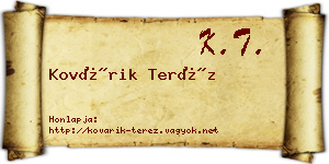 Kovárik Teréz névjegykártya
